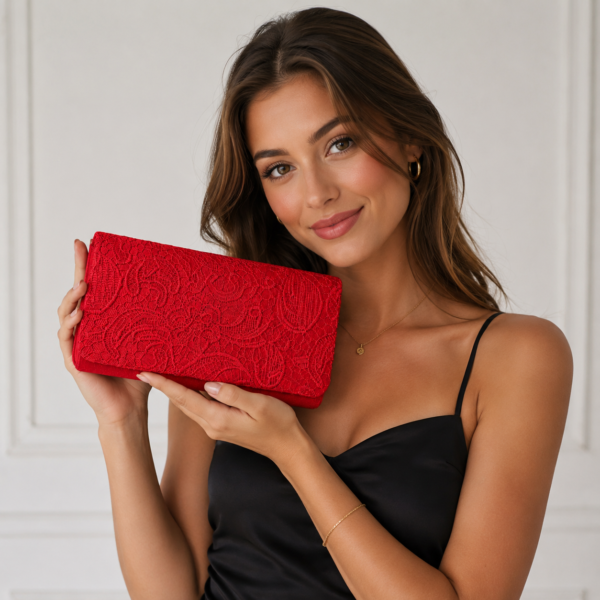 small-red-bag-3 Red Lace Evening Clutch Bag Womens Wedding Prom Party Bridal Shoulder Handbag