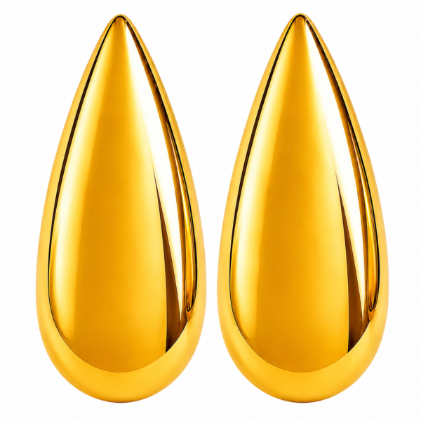 Gold Teardrop Stud Earrings Chunky Statement Minimalist Womens Gift