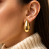 Gold Teardrop Stud Earrings Chunky Statement Minimalist Womens Gift