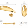 Gold Teardrop Stud Earrings Chunky Statement Minimalist Womens Gift