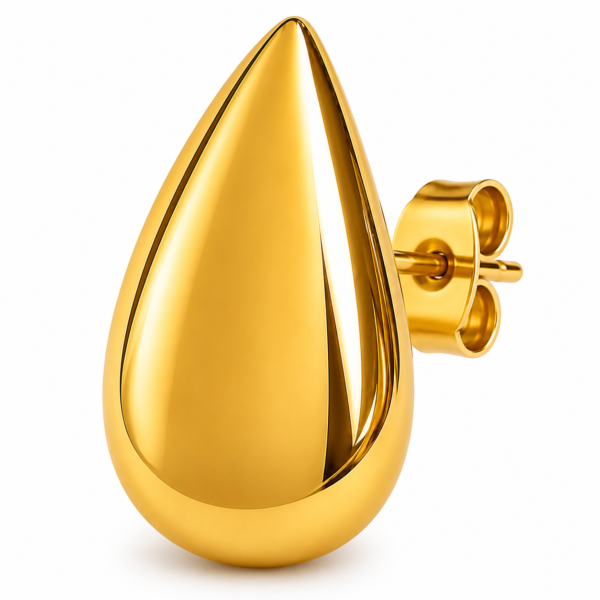 Gold Teardrop Stud Earrings Chunky Statement Minimalist Womens Gift