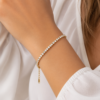 Gold Tennis Bracelet 3mm Cubic Zirconia Stainless Steel Adjustable Ladies Gift