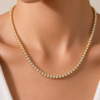 Gold Tennis Necklace 3mm CZ Crystal Stainless Steel Chain Choker Gift
