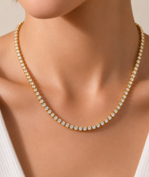 Gold Tennis Necklace 3mm CZ Crystal Stainless Steel Chain Choker Gift