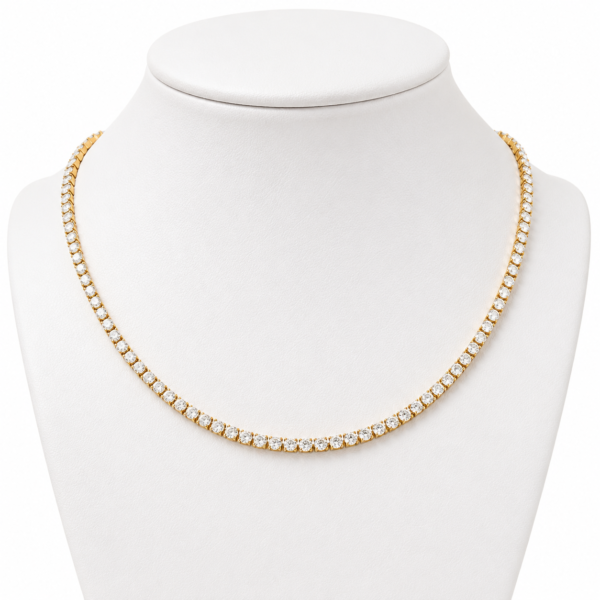 Gold Tennis Necklace 3mm CZ Crystal Stainless Steel Chain Choker Gift