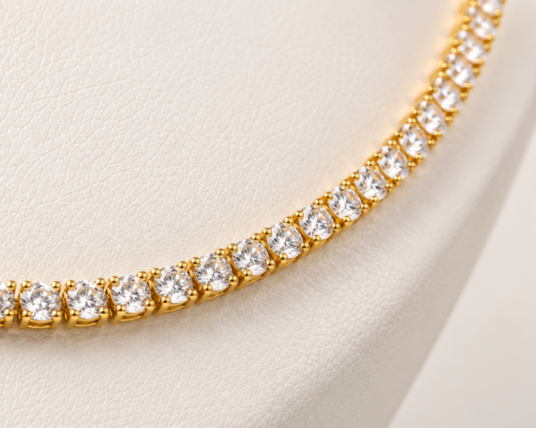 Gold Tennis Necklace 3mm CZ Crystal Stainless Steel Chain Choker Gift