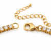 Gold Tennis Necklace 3mm CZ Crystal Stainless Steel Chain Choker Gift
